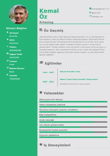 Arkeolog Örnek cv indir